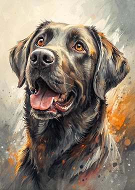 Watercolor Portrait of a Labrador Retriever