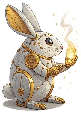 Steampunk Rabbit with Fire