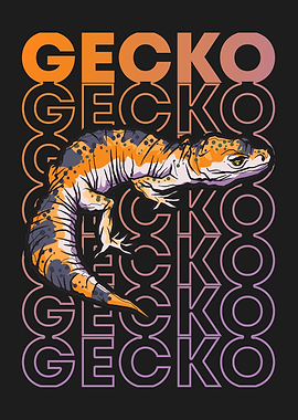 Leopard Gecko Retro Text