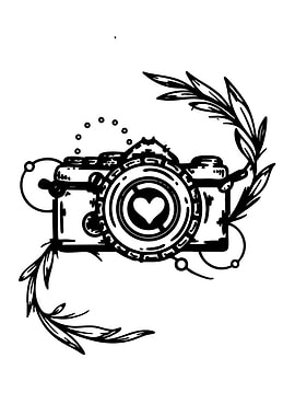 Camera with Heart and Floral Design