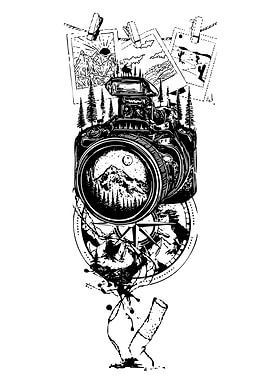 Camera, Nature, and Travel Illustration