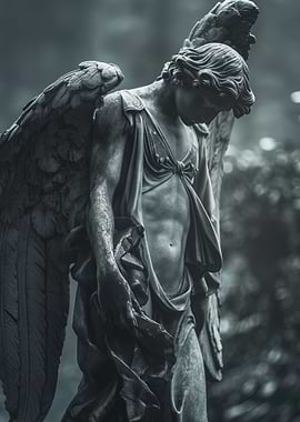 Angel Statue in Gray Tones
