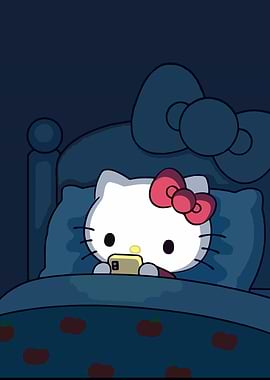 Hello Kitty in Bed with Phone