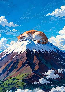 Cat Nap on Mountain Peak