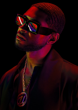 Usher portrait with sunglasses and chain
