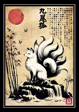 Nine-Tailed Fox Japanese Art