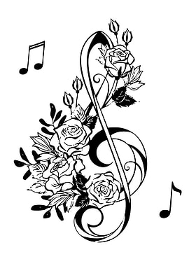 Floral Treble Clef Music Art