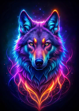 Neon Wolf Portrait