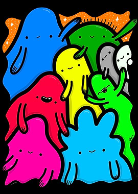 Colourful Kawaiicore Characters Illustration