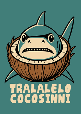 Shark in a Coconut Cartoon