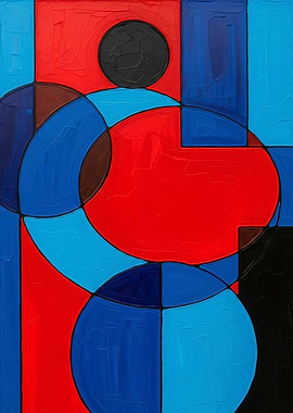 Abstract Geometric Painting with Circles and Squares