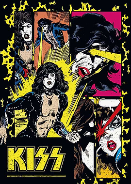 KISS Band Comic Book Style Art