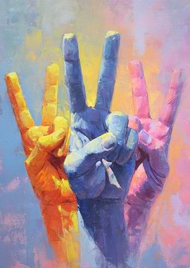 Colorful Peace Sign Hand Painting