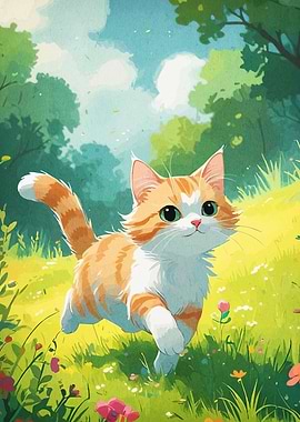 Ginger Cat in Meadow