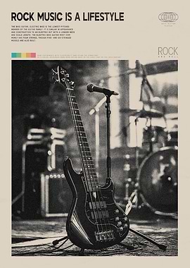 Rock Music Bass Player Poster