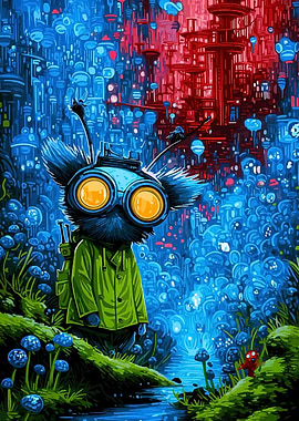 Steampunk Creature in a Sci-Fi Landscape