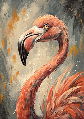 Flamingo Portrait Digital Art