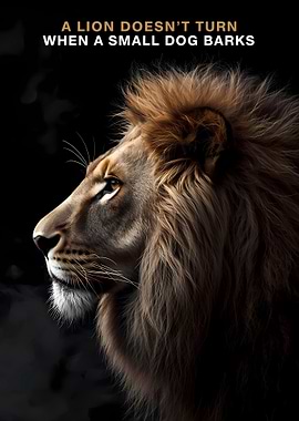 Lion Profile with Motivational Quote