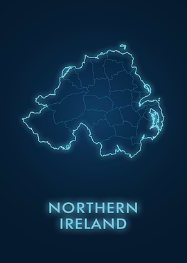 Northern Ireland Map Neon Glow