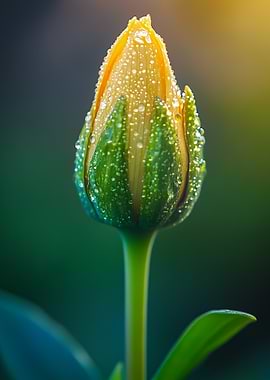 Dew-Kissed Yellow Flower Bud
