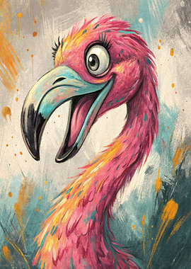 Cartoon Flamingo Portrait