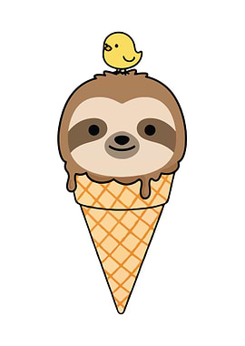 Sloth Ice Cream with Bird Topping