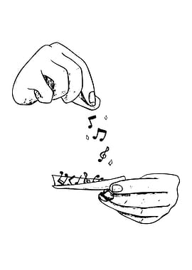 Musical Notes and Hands Illustration