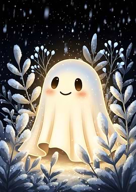 Cute Ghost in Winter Foliage