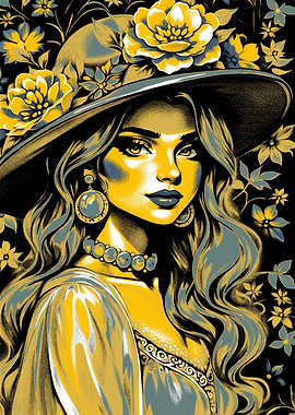 Elegant Woman with Floral Hat