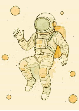 Watercolor Astronaut in Space