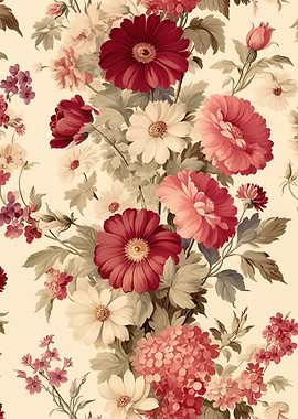 Floral Red White Flowers