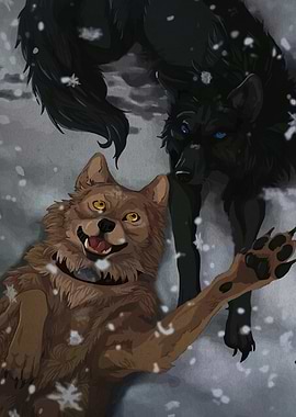 Two Wolves in the Snow