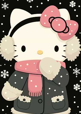 Winter Hello Kitty Illustration