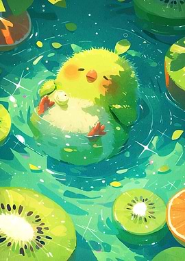 Cute Chick Relaxing Kiwi Water