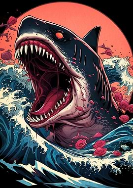 Shark Waves Roses