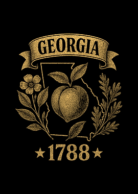 Georgia 1788 Vintage Peach Nature Southern Retro Pride