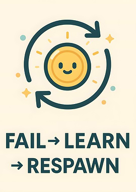Fail, Learn, Respawn - Circular Graphic
