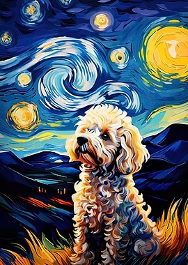 Dog in Starry Night Style