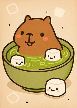 Capybara in Matcha Soup with Tofu