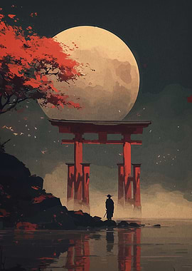 Samurai under the moon