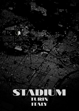 Stadium Turin Italy Map Art