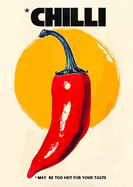 Chilli Pepper Vintage Style Poster