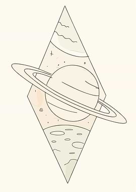 Saturn Planet Diamond Shape Illustration