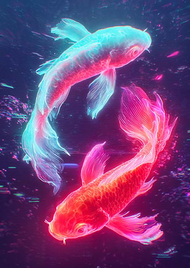Neon Koi fish Glowing