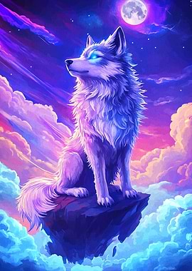 Wolf on a Floating Rock