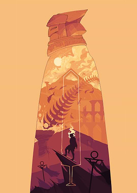 Colossus and Wanderer Silhouette Art