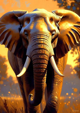 Elephant Portrait in Golden Light