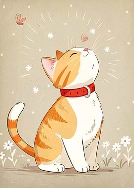 Happy Orange Tabby Cat Illustration
