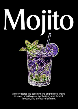Minimalist Mojito Poster – Elegant Bold Cocktail Art Print