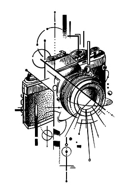 Camera Geometric Abstract Black and White